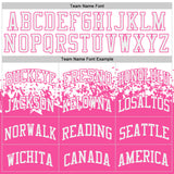Custom White-Pink Shattered Geometric Side Panel Stripe Round Neck Sublimation Basketball Set Jersey