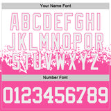 Custom White-Pink Shattered Geometric Side Panel Stripe Round Neck Sublimation Basketball Set Jersey