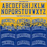Custom Gold Royal-White Shattered Geometric Side Panel Stripe Round Neck Sublimation Basketball Set Jersey