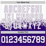 Custom White-Purple Shattered Geometric Side Panel Stripe Round Neck Sublimation Basketball Set Jersey