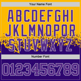 Custom Gold Purple-White Shattered Geometric Side Panel Stripe Round Neck Sublimation Basketball Set Jersey