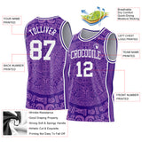 Custom Purple-White Tribal Ethnic Aztec Sun Stone Side Panel Stripe Round Neck Sublimation Basketball Set Jersey