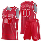 Custom Red-White Tribal Ethnic Aztec Sun Stone Side Panel Stripe Round Neck Sublimation Basketball Set Jersey