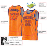 Custom Orange-Royal Tribal Ethnic Aztec Sun Stone Side Panel Stripe Round Neck Sublimation Basketball Set Jersey