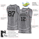 Custom Gray-Black Tribal Ethnic Aztec Sun Stone Side Panel Stripe Round Neck Sublimation Basketball Set Jersey