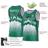 Custom Kelly Green White-Black Mountain Peak Shards Side Panel Stripe Round Neck Sublimation Basketball Set Jersey