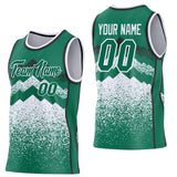 Custom Kelly Green White-Black Mountain Peak Shards Side Panel Stripe Round Neck Sublimation Basketball Set Jersey