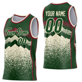 Custom Green Cream-Crimson Mountain Peak Shards Side Panel Stripe Round Neck Sublimation Basketball Set Jersey
