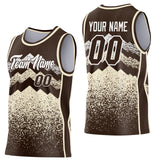 Custom Brown Cream-White Mountain Peak Shards Side Panel Stripe Round Neck Sublimation Basketball Set Jersey