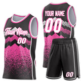 Custom Black White-Pink Mountain Peak Shards Side Panel Stripe Round Neck Sublimation Basketball Set Jersey