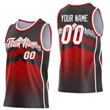 Custom Black White-Red Mountain Peak Shards Side Panel Stripe Round Neck Sublimation Basketball Set Jersey