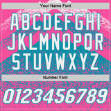 Custom Pink White-Teal Mountain Peak Shards Side Panel Stripe Round Neck Sublimation Basketball Set Jersey