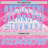 Custom Pink Light Blue-White Mountain Peak Shards Side Panel Stripe Round Neck Sublimation Basketball Set Jersey