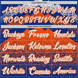 Custom Royal White-Orange Mountain Peak Shards Side Panel Stripe Round Neck Sublimation Basketball Set Jersey