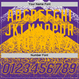 Custom Purple Gold-White Mountain Peak Shards Side Panel Stripe Round Neck Sublimation Basketball Set Jersey