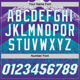 Custom Purple White-Teal Mountain Peak Shards Side Panel Stripe Round Neck Sublimation Basketball Set Jersey