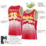 Custom Red White-Gold Mountain Peak Shards Side Panel Stripe Round Neck Sublimation Basketball Set Jersey