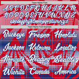 Custom Red White-Royal Lightning Gradient Dot Side Panel Stripe Round Neck Sublimation Basketball Set Jersey