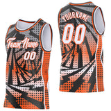 Custom Black White-Orange Lightning Gradient Dot Side Panel Stripe Round Neck Sublimation Basketball Set Jersey