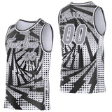 Custom Gray Black-White Lightning Gradient Dot Side Panel Stripe Round Neck Sublimation Basketball Set Jersey