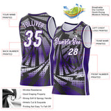 Custom Purple White-Black Lightning Gradient Dot Side Panel Stripe Round Neck Sublimation Basketball Set Jersey