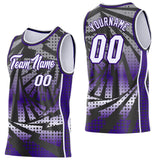 Custom Purple White-Black Lightning Gradient Dot Side Panel Stripe Round Neck Sublimation Basketball Set Jersey
