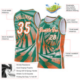 Custom Kelly Green White-Orange Lightning Gradient Dot Side Panel Stripe Round Neck Sublimation Basketball Set Jersey