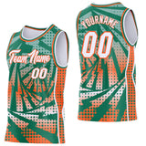 Custom Kelly Green White-Orange Lightning Gradient Dot Side Panel Stripe Round Neck Sublimation Basketball Set Jersey