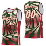 Custom Green Cream-Red Lightning Gradient Dot Side Panel Stripe Round Neck Sublimation Basketball Set Jersey