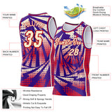 Custom Purple Cream-Red Lightning Gradient Dot Side Panel Stripe Round Neck Sublimation Basketball Set Jersey
