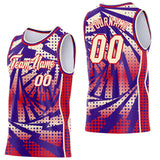 Custom Purple Cream-Red Lightning Gradient Dot Side Panel Stripe Round Neck Sublimation Basketball Set Jersey