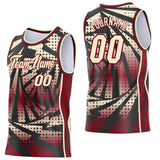Custom Maroon Cream-Black Lightning Gradient Dot Side Panel Stripe Round Neck Sublimation Basketball Set Jersey