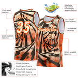 Custom Orange Cream-Brown Lightning Gradient Dot Side Panel Stripe Round Neck Sublimation Basketball Set Jersey
