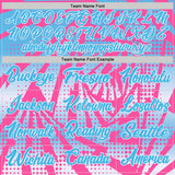 Custom Pink Sky Blue-White Lightning Gradient Dot Side Panel Stripe Round Neck Sublimation Basketball Set Jersey