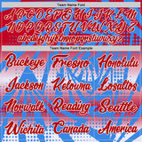 Custom Powder Blue Red-White Lightning Gradient Dot Side Panel Stripe Round Neck Sublimation Basketball Set Jersey