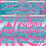 Custom Pink Teal-White Lightning Gradient Dot Side Panel Stripe Round Neck Sublimation Basketball Set Jersey