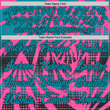 Custom Pink Teal-Black Lightning Gradient Dot Side Panel Stripe Round Neck Sublimation Basketball Set Jersey