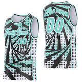 Custom Ice Blue Black-White Lightning Gradient Dot Side Panel Stripe Round Neck Sublimation Basketball Set Jersey