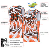 Custom White Black-Orange Lightning Gradient Dot Side Panel Stripe Round Neck Sublimation Basketball Set Jersey