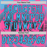 Custom Pink Sky Blue-Black Lightning Gradient Dot Side Panel Stripe Round Neck Sublimation Basketball Set Jersey
