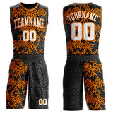 Custom Steel Gray White Bay Orange-Black Geometric Starburst Color Block Round Neck Sublimation Basketball Uniform Jersey