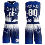 Custom Navy-White Star Dot Gradient Round Neck Sublimation Basketball Uniform Jersey