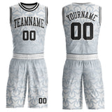 Custom White Black-Silver Geometric Star Gradient Round Neck Sublimation Basketball Uniform Jersey