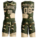 Custom Camo City Cream Black-Olive Star Round Neck Sublimation Basketball Uniform Jersey
