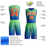 Custom Pea Green Orange Thunder Blue-White Star Dot Gradient Round Neck Sublimation Basketball Uniform Jersey