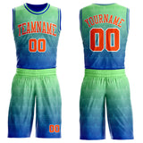 Custom Pea Green Orange Thunder Blue-White Star Dot Gradient Round Neck Sublimation Basketball Uniform Jersey