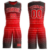 Custom Black Fire Red-White Star Gradient Round Neck Sublimation Basketball Uniform Jersey