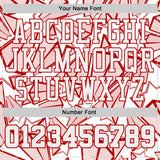 Custom White-Red Geometric Star Texture Round Neck Sublimation Basketball Uniform Jersey
