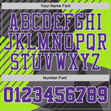 Custom Black Purple White-Neon Green Stripe Star Color Block Round Neck Sublimation Basketball Uniform Jersey