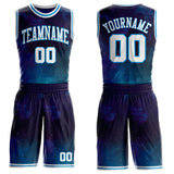 Custom Blue-White Nebula Starry Galaxy Space Round Neck Sublimation Basketball Uniform Jersey